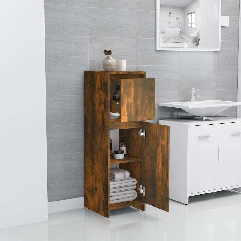 815552 vidaXL Bathroom Cabinet Smoked Oak 30x30x95 cm Engineered Wood