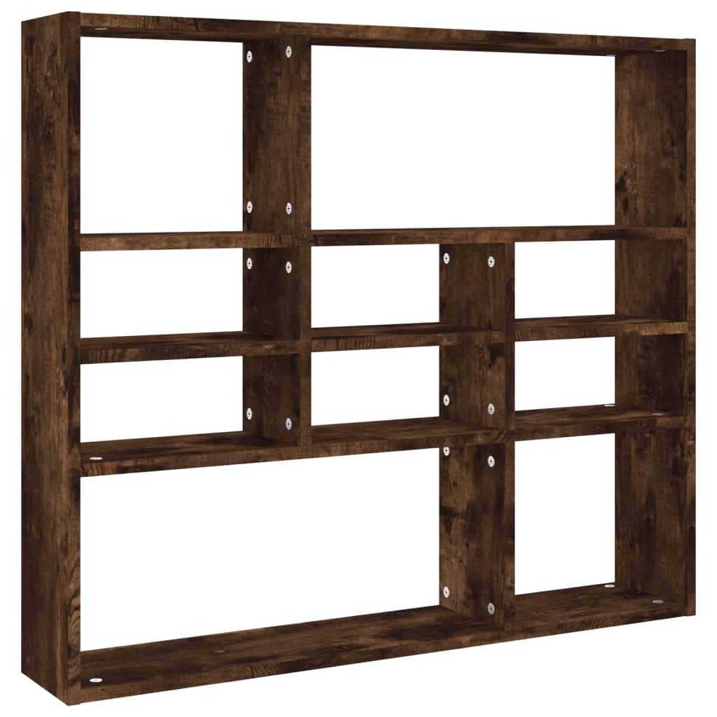 vidaXL Wall Shelf Smoked Oak 90x16x78 cm Engineered Wood