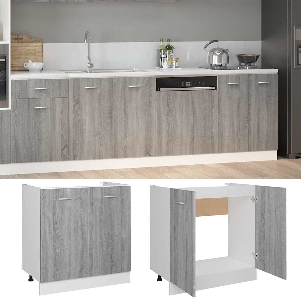 Sink Bottom Cabinet "Lyon" Grey Sonoma 80x46x81.5 cm