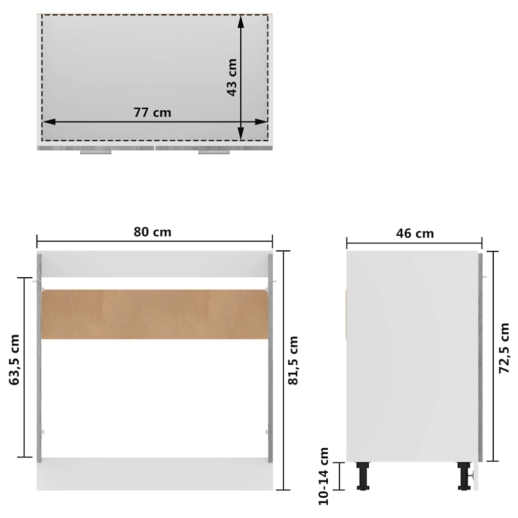 Sink Bottom Cabinet "Lyon" Grey Sonoma 80x46x81.5 cm