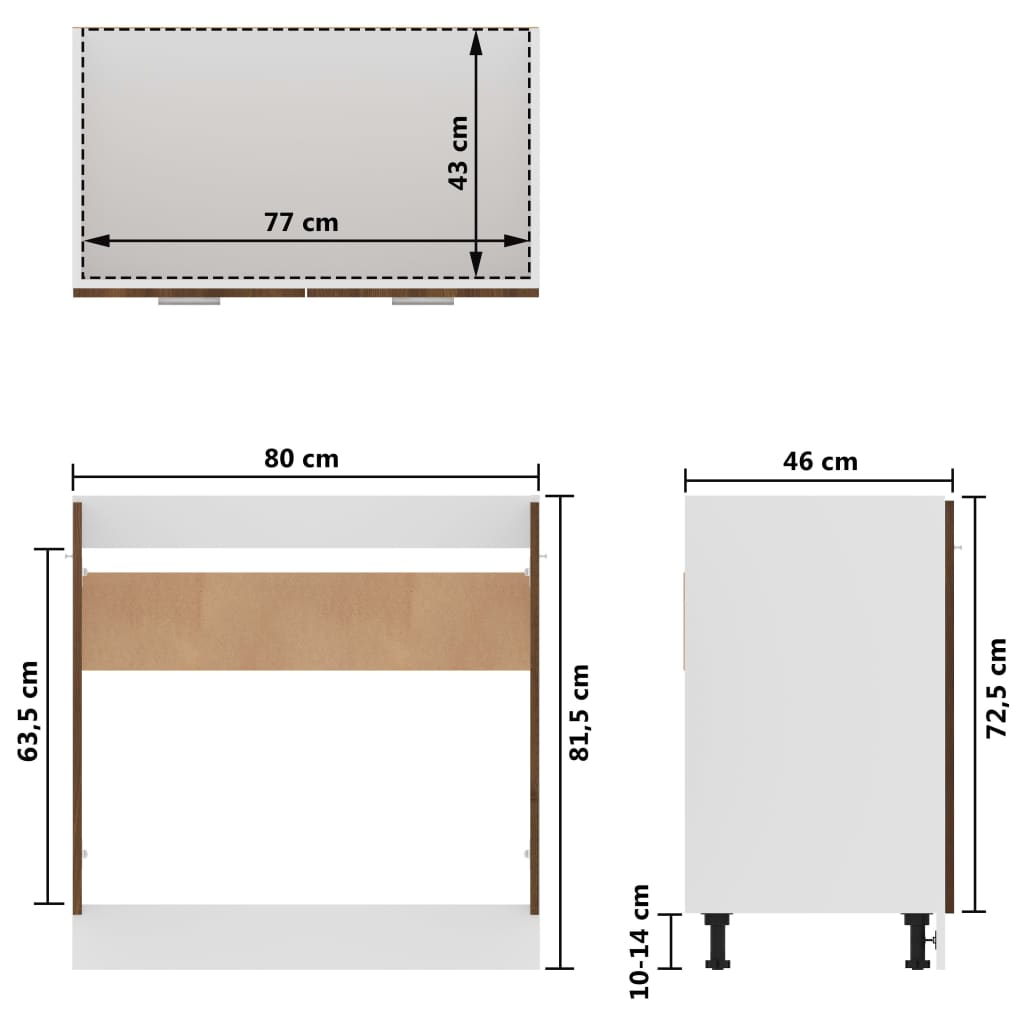 vidaXL Sink Bottom Cabinet Brown Oak 80x46x81.5 cm Engineered Wood