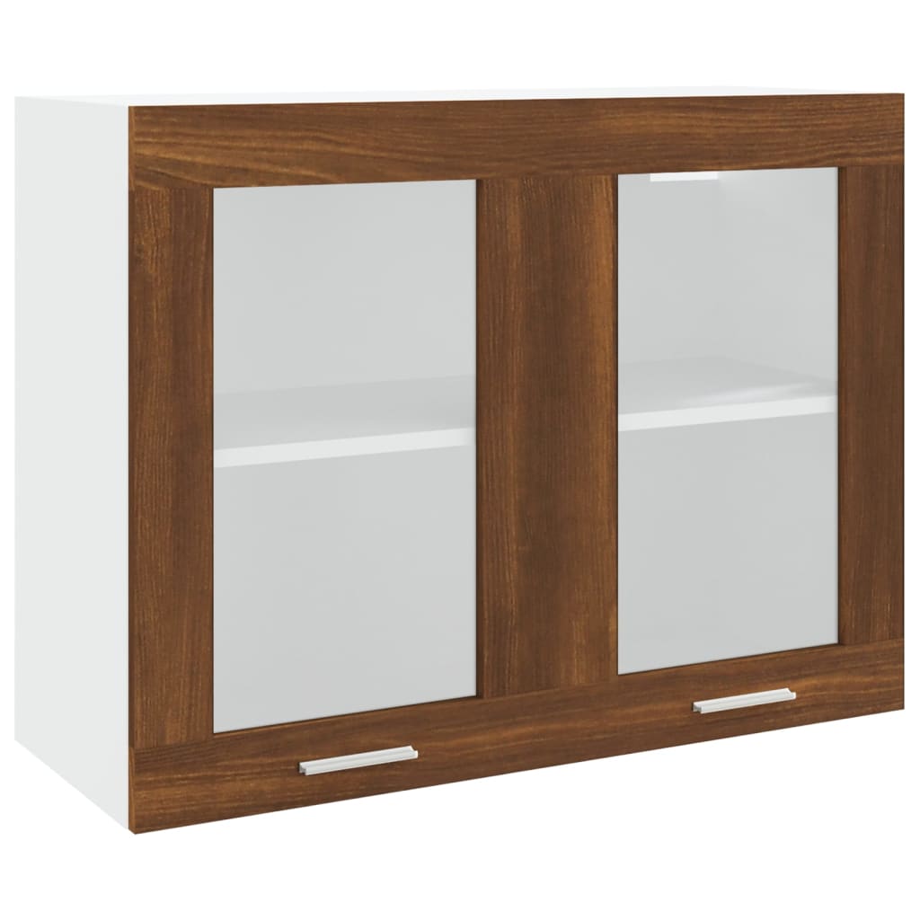 vidaXL Hanging Glass Cabinet Brown Oak 80x31x60 cm Engineered Wood