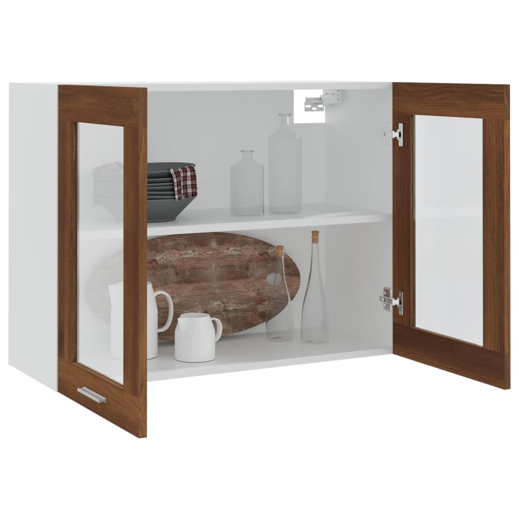 vidaXL Hanging Glass Cabinet Brown Oak 80x31x60 cm Engineered Wood