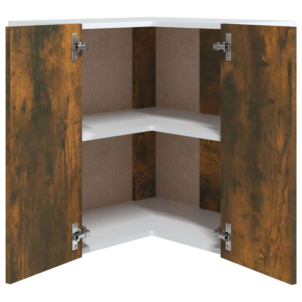 Hanging Corner Cabinet "Lyon" Smoked Oak 57x57x60 cm