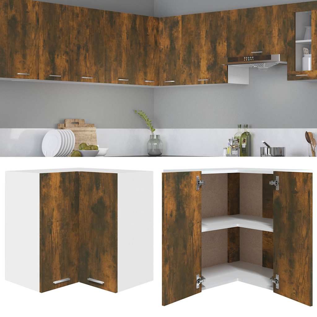 Hanging Corner Cabinet "Lyon" Smoked Oak 57x57x60 cm