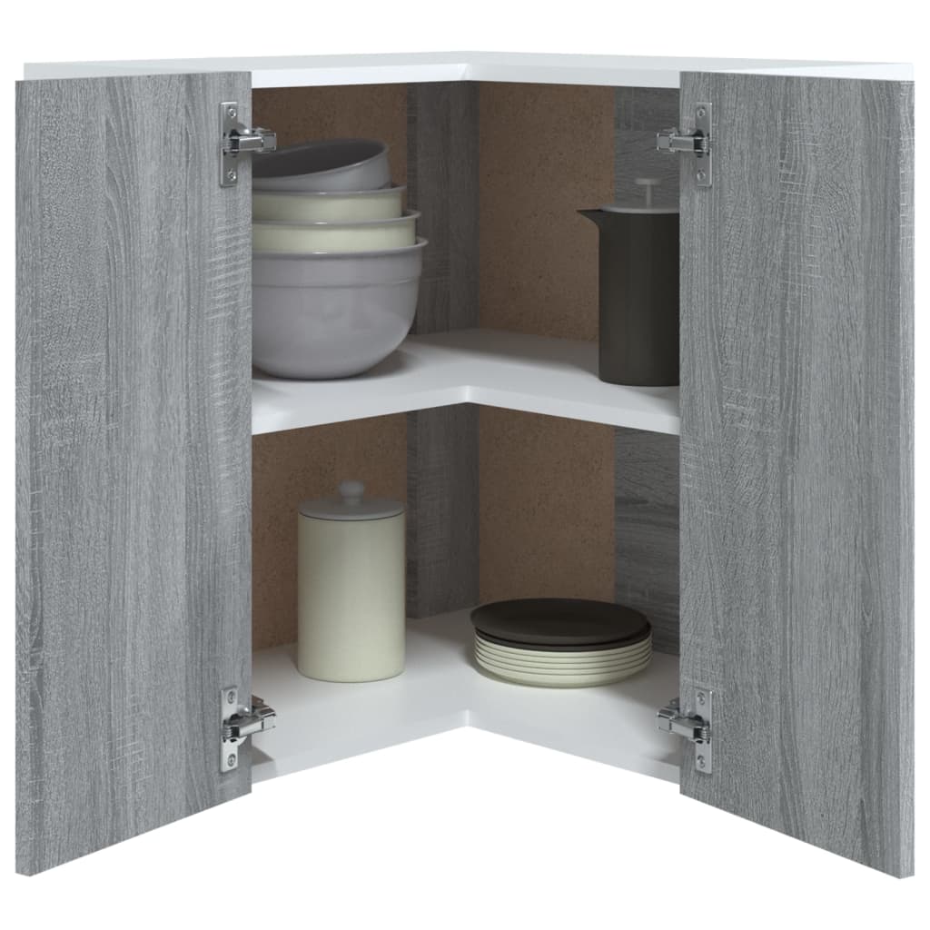 vidaXL Hanging Corner Cabinet Grey Sonoma 57x57x60 cm Engineered Wood