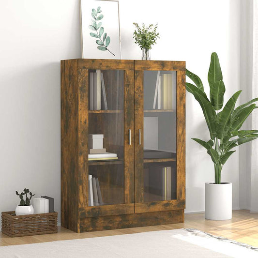 Vitrine Cabinet Smoked Oak 82,5x30,5x115 cm Engineered Wood
