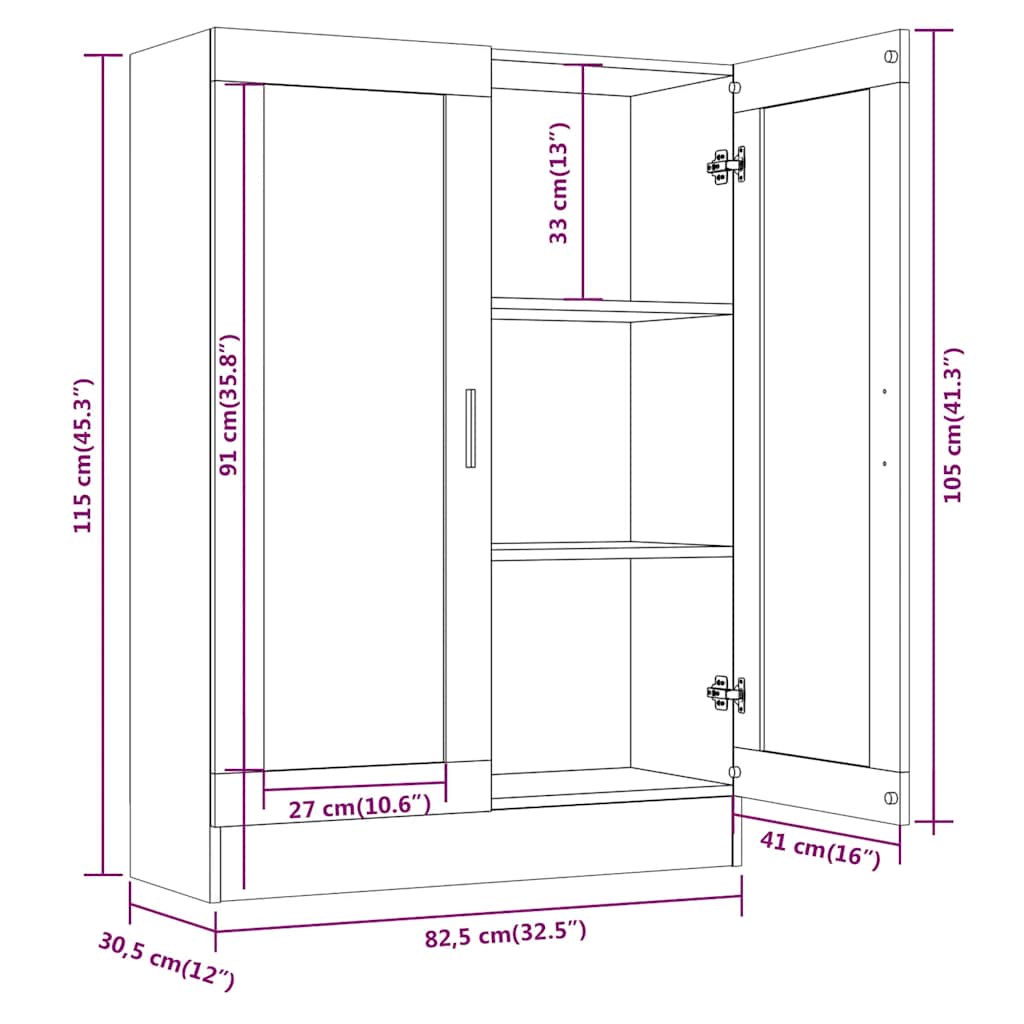 Vitrine Cabinet Grey Sonoma 82,5x30,5x115 cm Engineered Wood