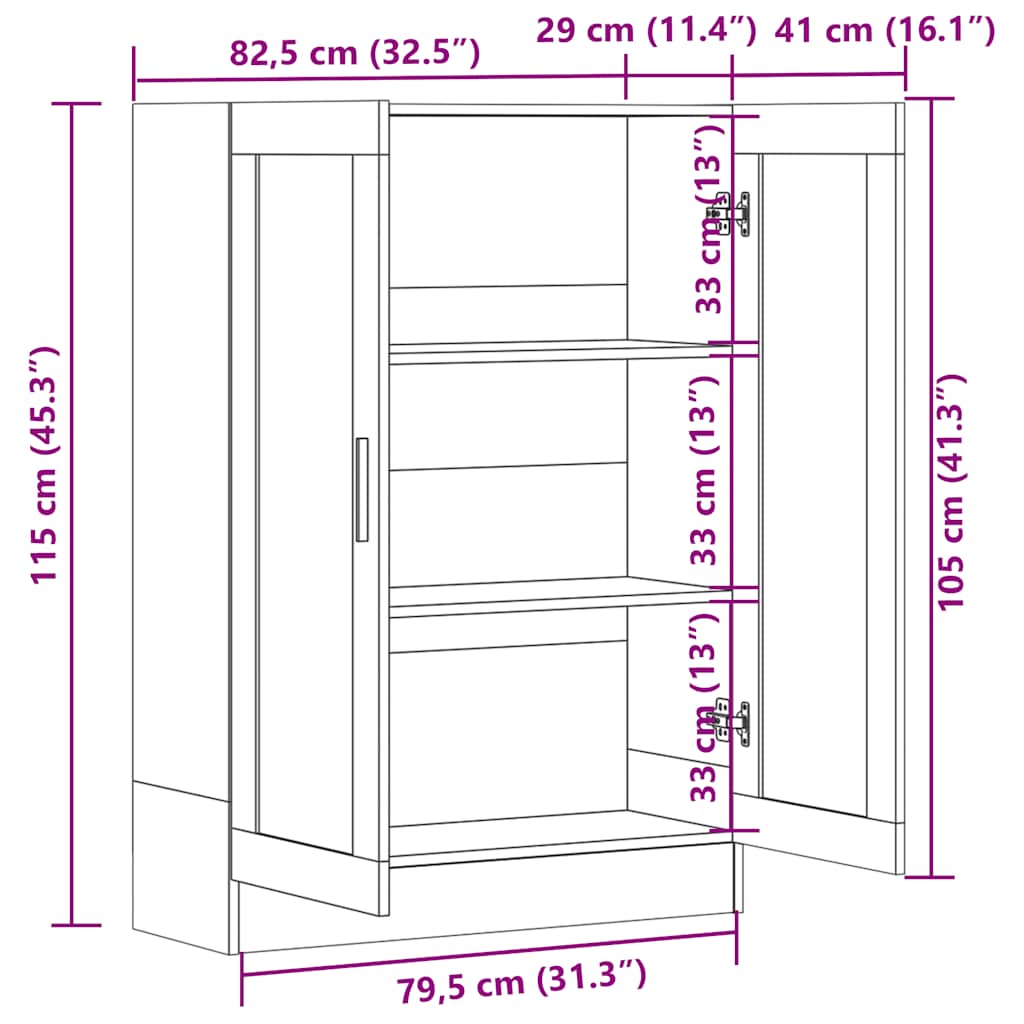 Vitrine Cabinet Grey Sonoma 82,5x30,5x115 cm Engineered Wood