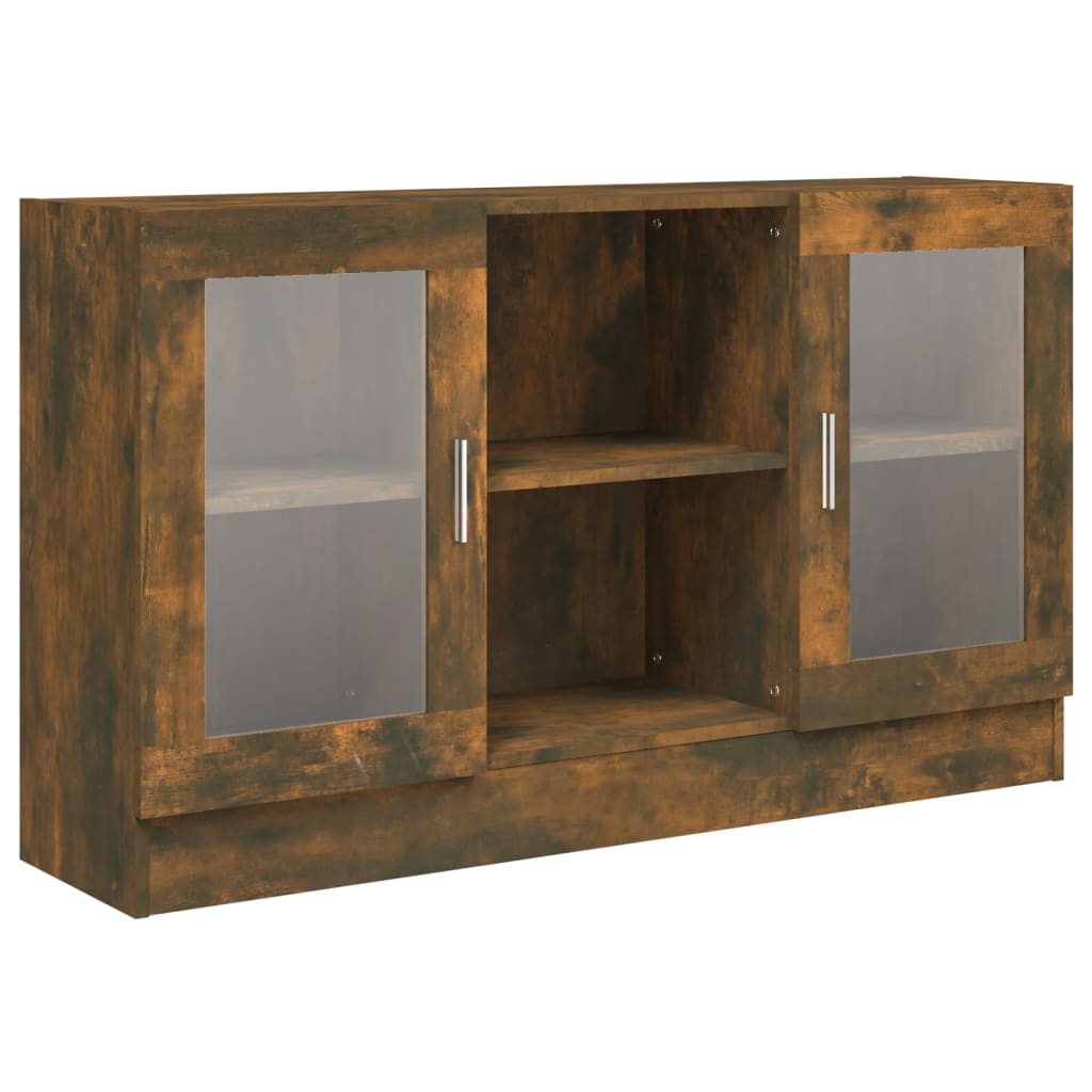 Vitrine Cabinet Smoked Oak 120x30,5x70 cm Engineered Wood