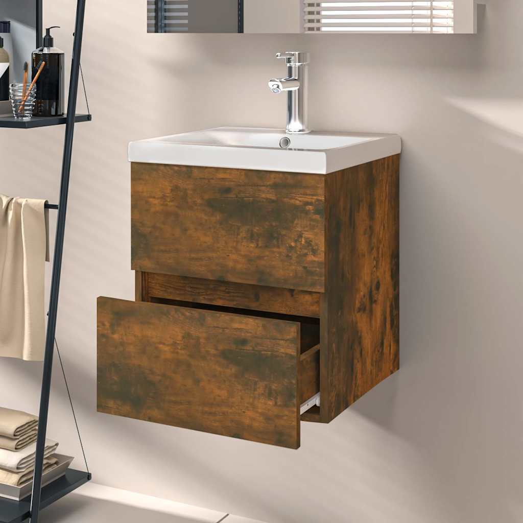 Sink Cabinet Smoked Oak 41x38,5x45 cm Engineered Wood