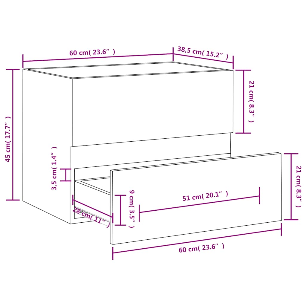 Sink Cabinet Grey Sonoma 60x38.5x45 cm Engineered Wood