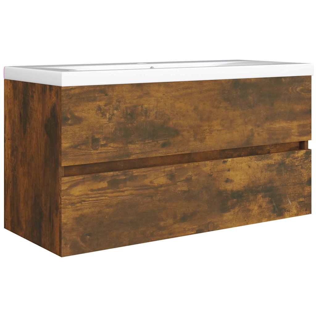 815654 vidaXL Sink Cabinet Smoked Oak 90x38,5x45 cm Engineered Wood