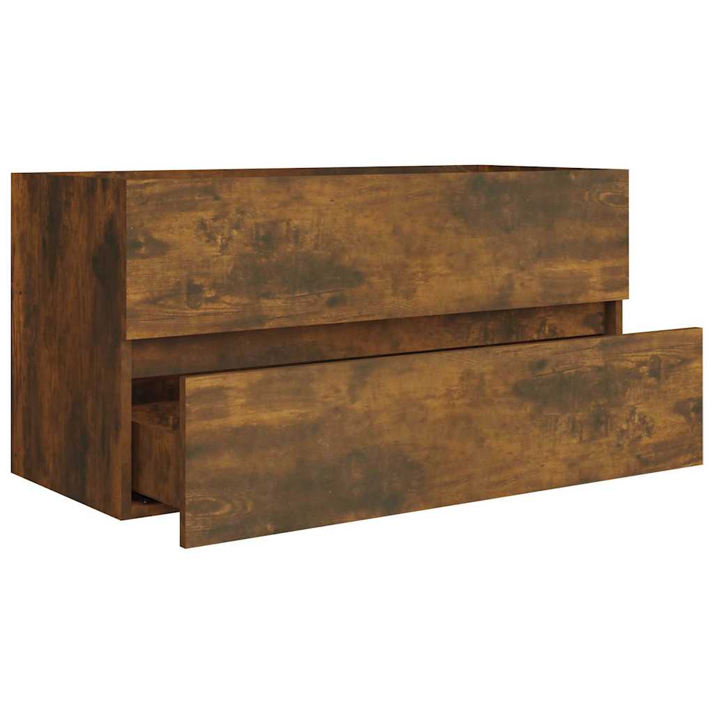 815654 vidaXL Sink Cabinet Smoked Oak 90x38,5x45 cm Engineered Wood