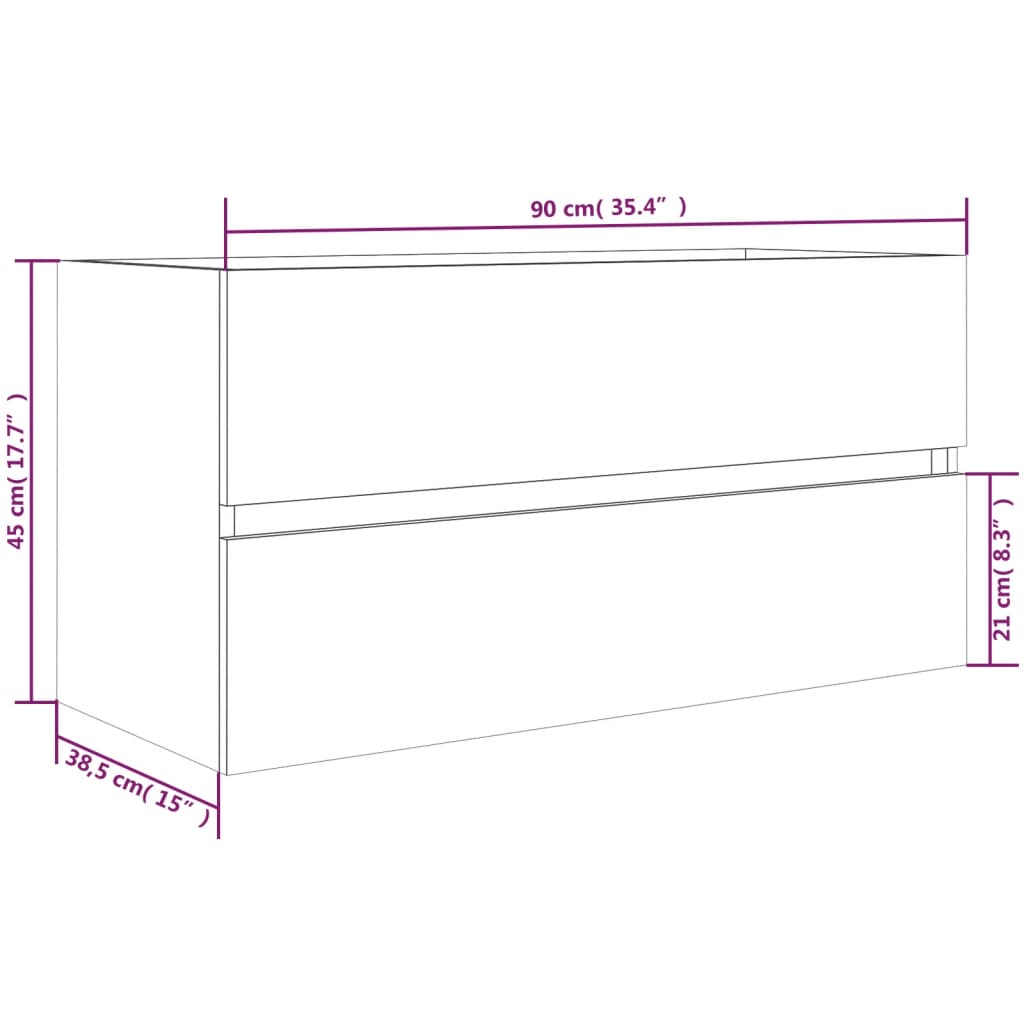 815654 vidaXL Sink Cabinet Smoked Oak 90x38,5x45 cm Engineered Wood