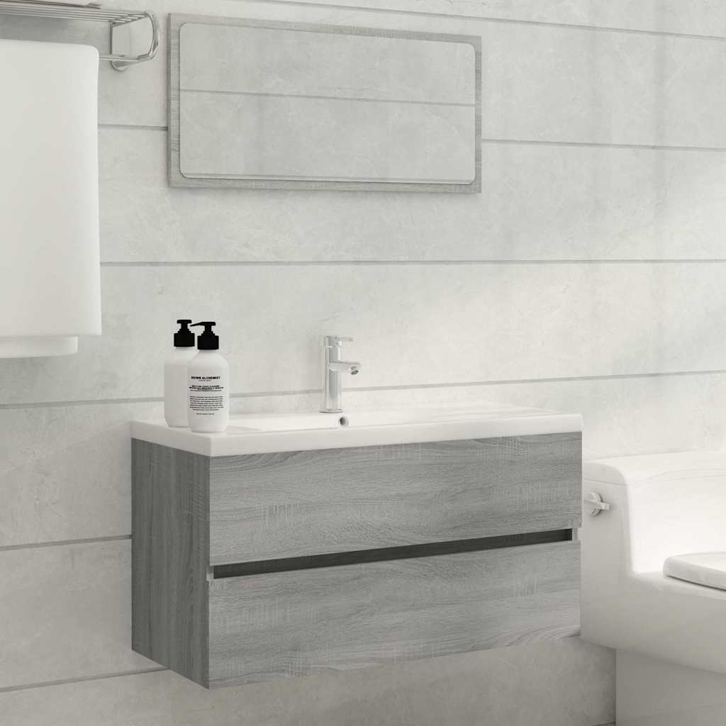 Sink Cabinet Grey Sonoma 90x38,5x45 cm Engineered Wood