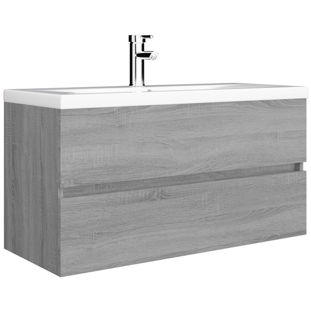 vidaXL Sink Cabinet Grey Sonoma 90x38.5x45 cm Engineered Wood