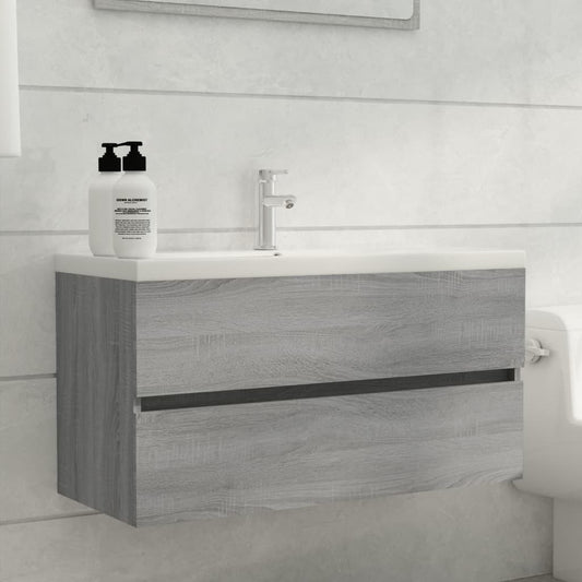 vidaXL Sink Cabinet Grey Sonoma 90x38.5x45 cm Engineered Wood