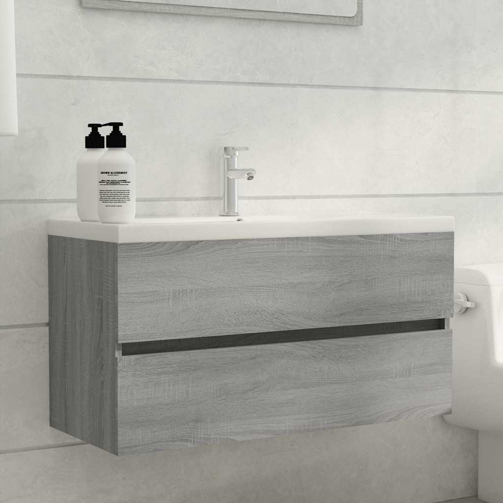 Sink Cabinet Grey Sonoma 90x38,5x45 cm Engineered Wood
