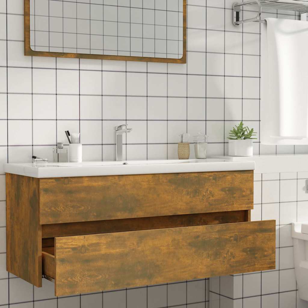 815657 vidaXL Sink Cabinet Smoked Oak 100x38,5x45 cm Engineered Wood
