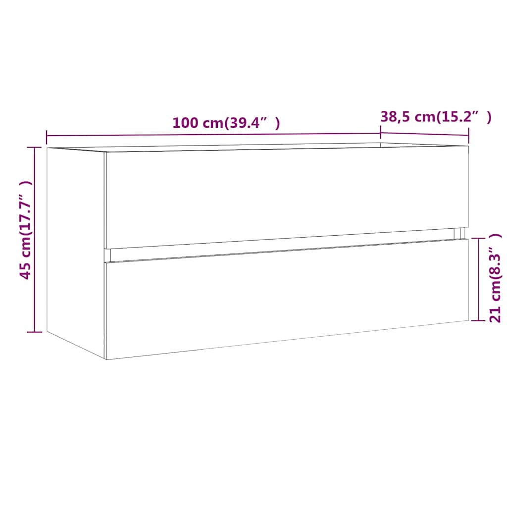 815657 vidaXL Sink Cabinet Smoked Oak 100x38,5x45 cm Engineered Wood