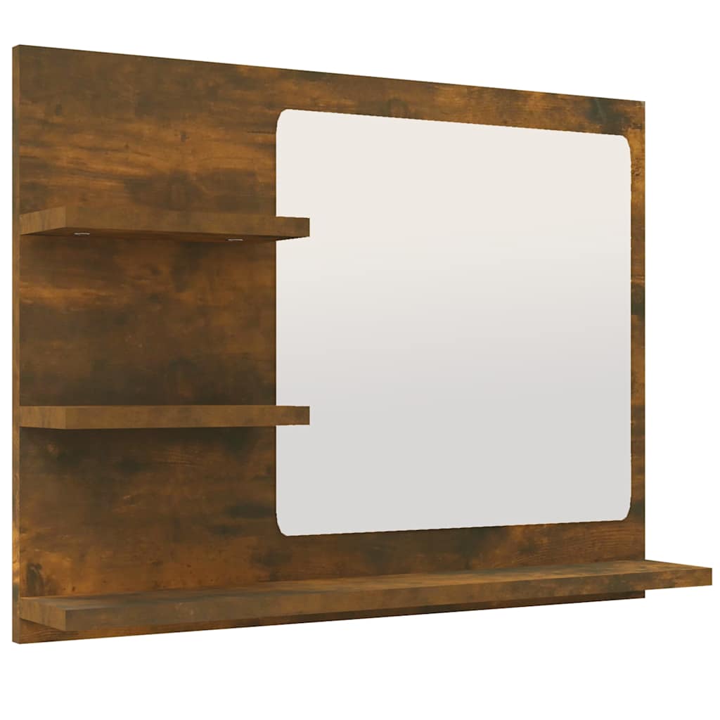 815660 vidaXL Bathroom Mirror Smoked Oak 60x10,5x45 cm Engineered Wood