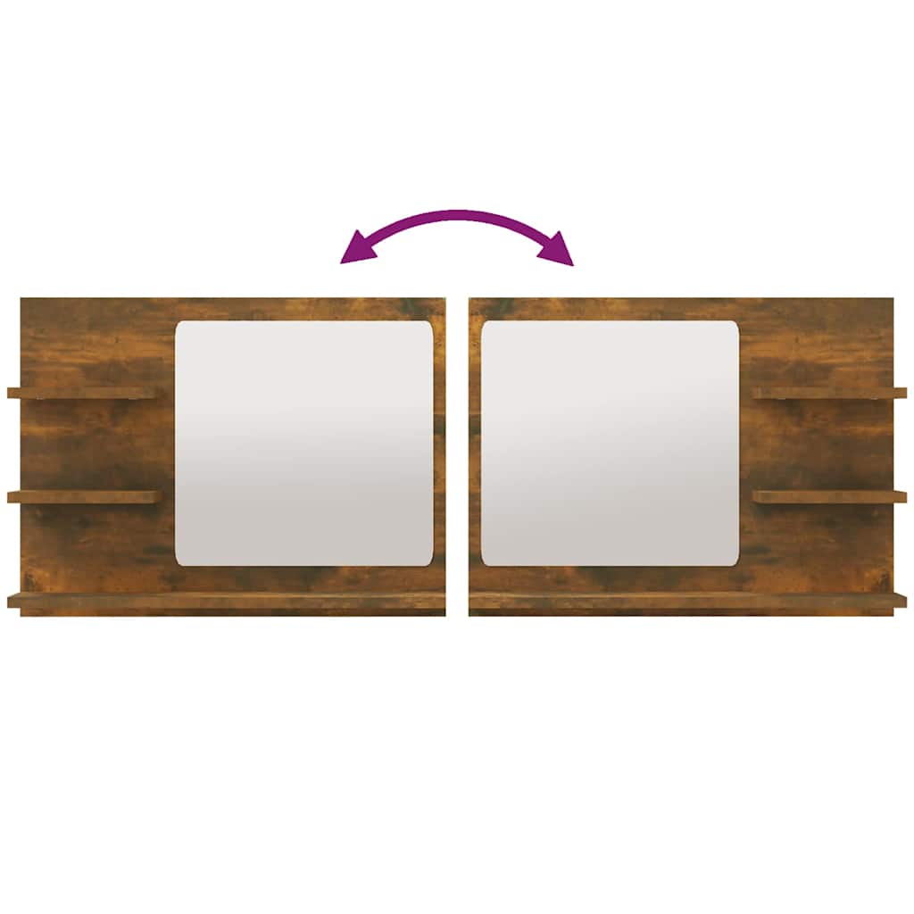 815660 vidaXL Bathroom Mirror Smoked Oak 60x10,5x45 cm Engineered Wood