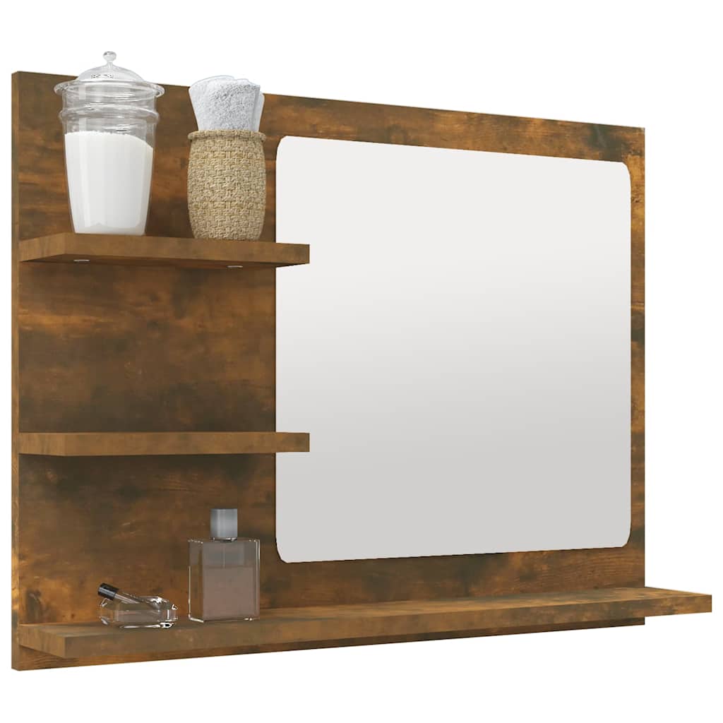 815660 vidaXL Bathroom Mirror Smoked Oak 60x10,5x45 cm Engineered Wood