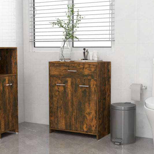 vidaXL Bathroom Cabinet Smoked Oak 60x33x80 cm Engineered Wood