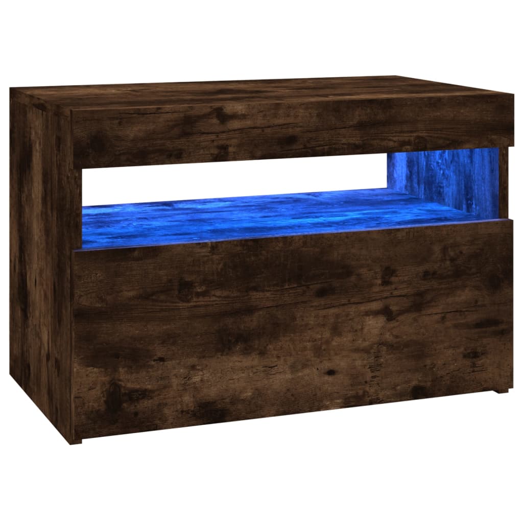 vidaXL TV Cabinet with LED Lights Smoked Oak 60x35x40 cm