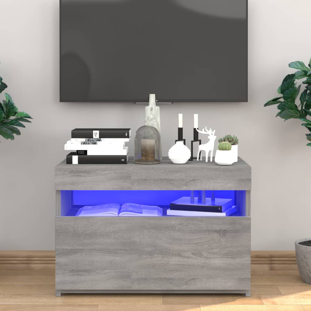 vidaXL TV Cabinet with LED Lights Grey Sonoma 60x35x40 cm