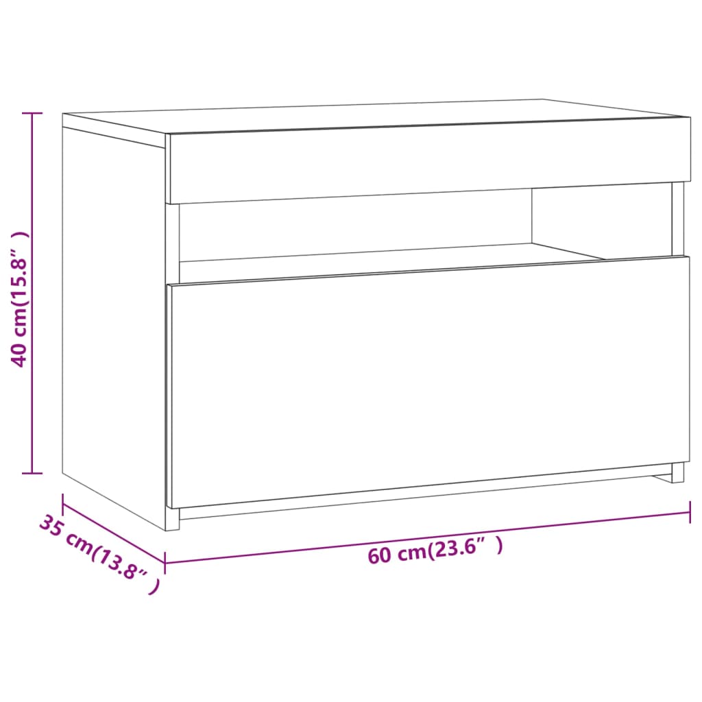 vidaXL TV Cabinet with LED Lights Grey Sonoma 60x35x40 cm