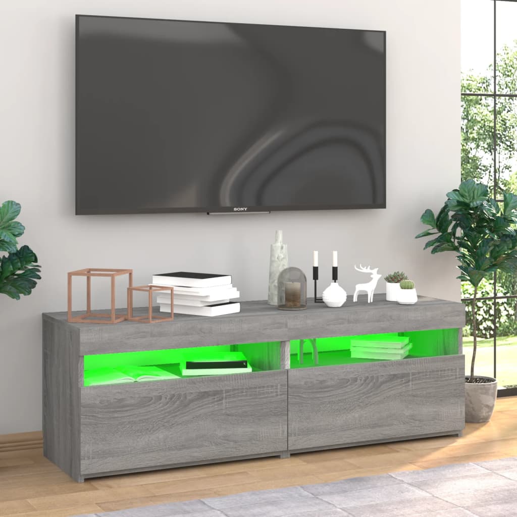 vidaXL TV Cabinets 2 pcs with LED Lights Grey Sonoma 60x35x40 cm