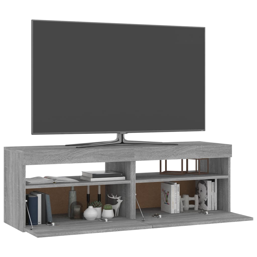 vidaXL TV Cabinets 2 pcs with LED Lights Grey Sonoma 60x35x40 cm