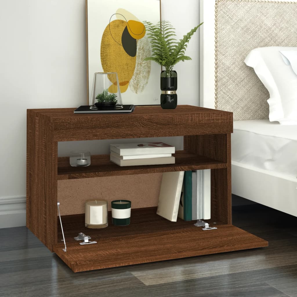 vidaXL TV Cabinet with LED Lights Brown Oak 60x35x40 cm