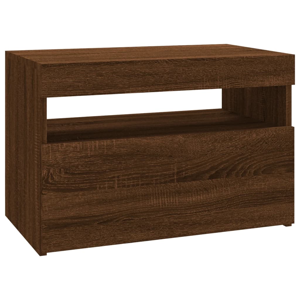 vidaXL TV Cabinet with LED Lights Brown Oak 60x35x40 cm