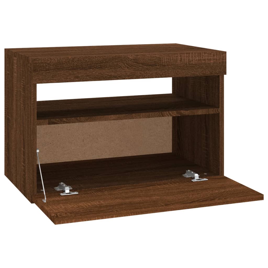 vidaXL TV Cabinet with LED Lights Brown Oak 60x35x40 cm