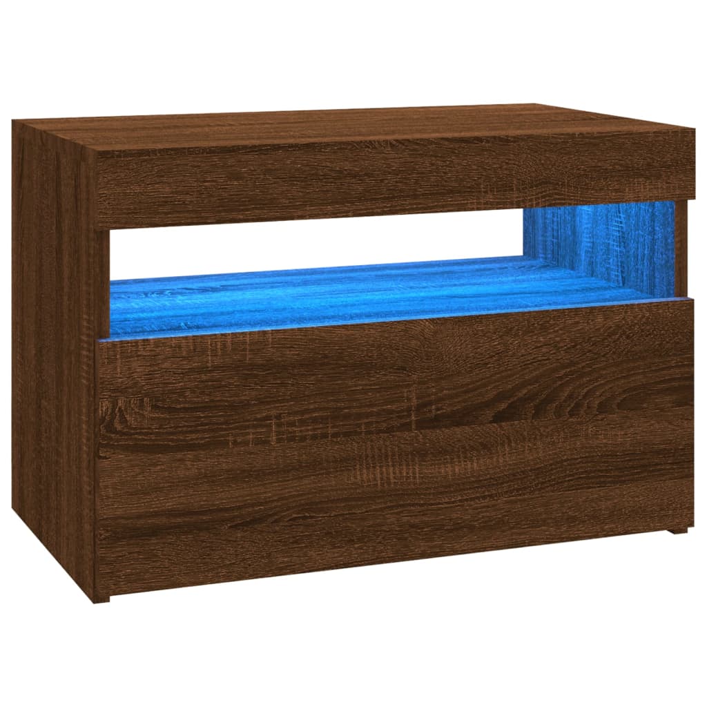 vidaXL TV Cabinets 2 pcs with LED Lights Brown Oak 60x35x40 cm