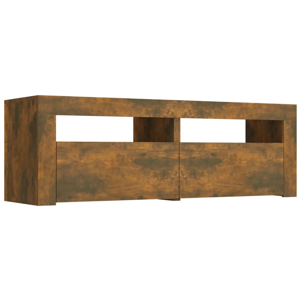 vidaXL TV Cabinet with LED Lights Smoked Oak 120x35x40 cm