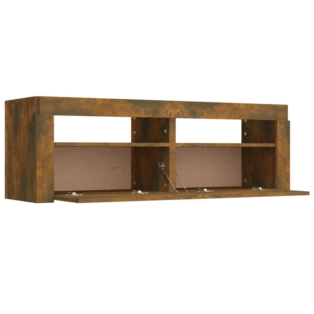 vidaXL TV Cabinet with LED Lights Smoked Oak 120x35x40 cm