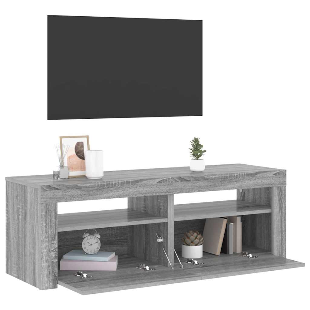 TV Cabinet with LED Lights Grey Sonoma 120x35x40 cm