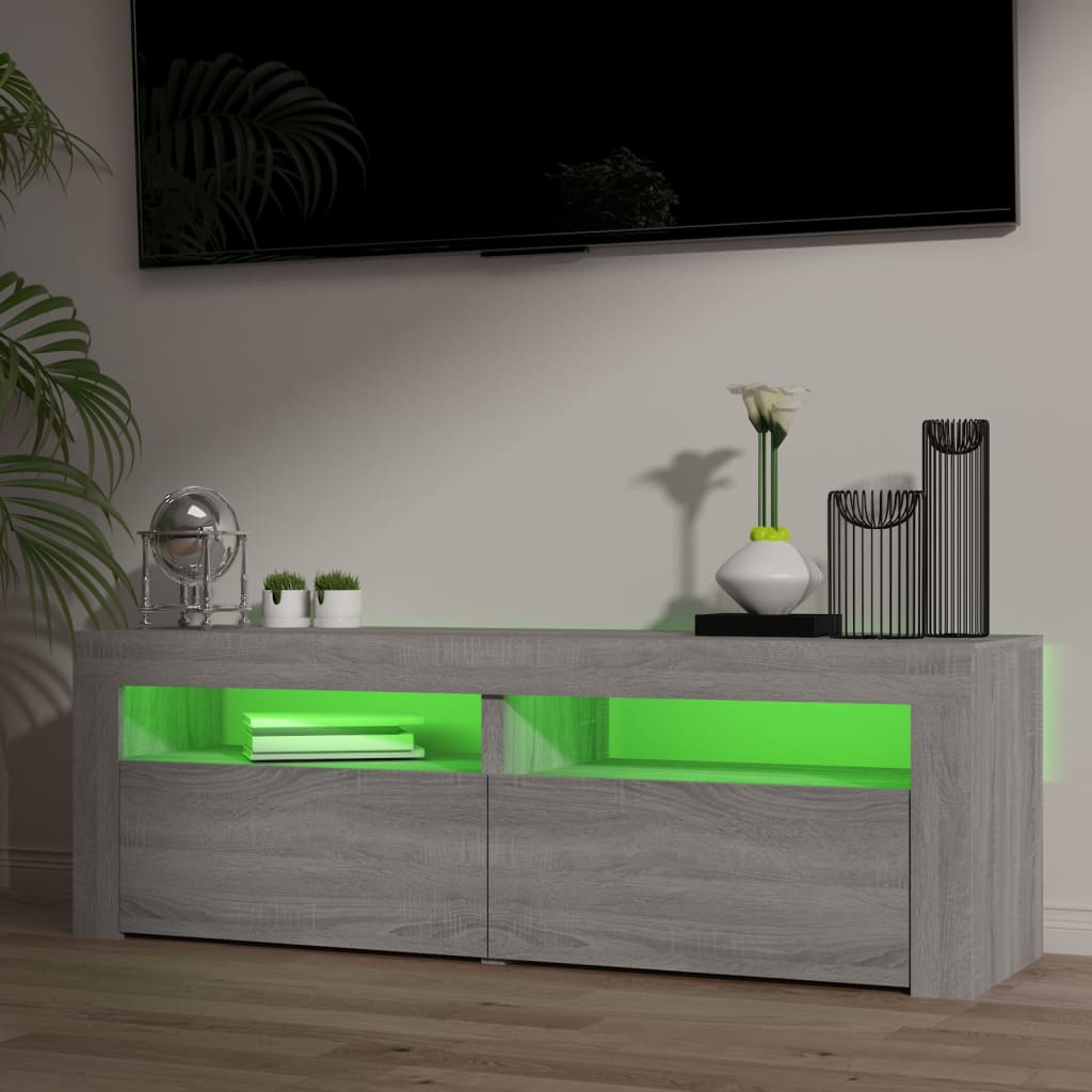 vidaXL TV Cabinet with LED Lights Grey Sonoma 120x35x40 cm