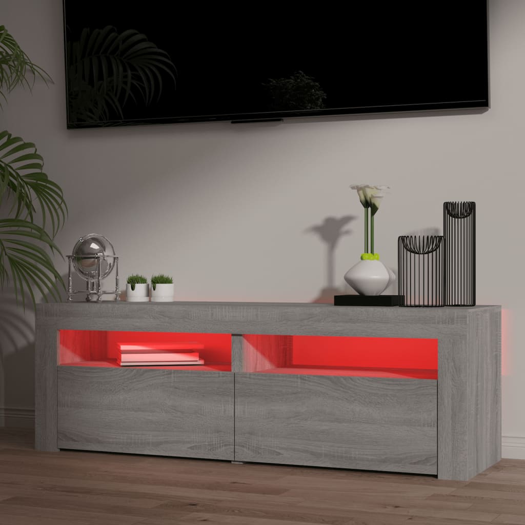 vidaXL TV Cabinet with LED Lights Grey Sonoma 120x35x40 cm