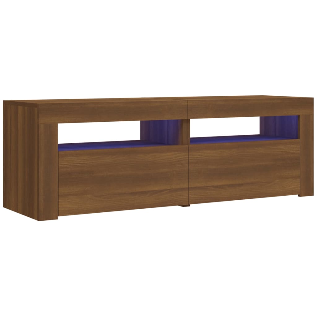 vidaXL TV Cabinet with LED Lights Brown Oak 120x35x40 cm