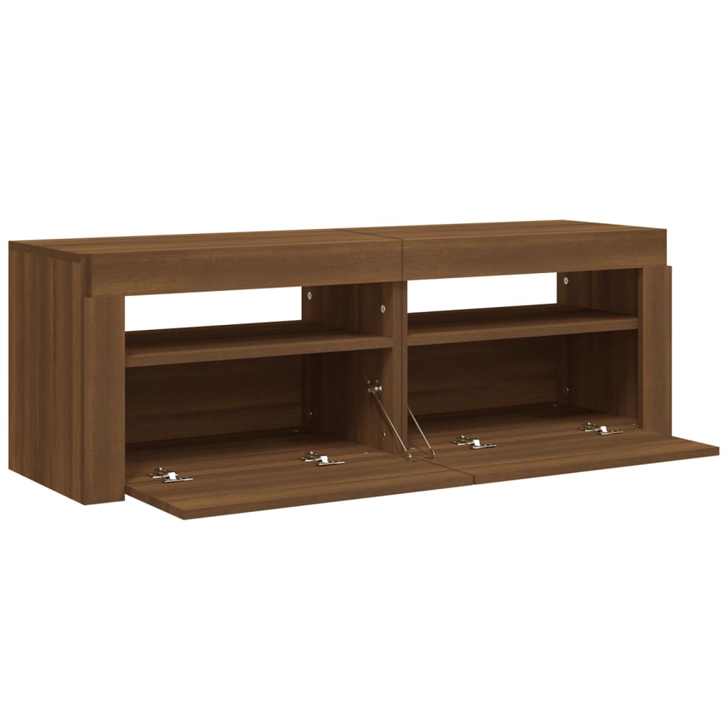 vidaXL TV Cabinet with LED Lights Brown Oak 120x35x40 cm