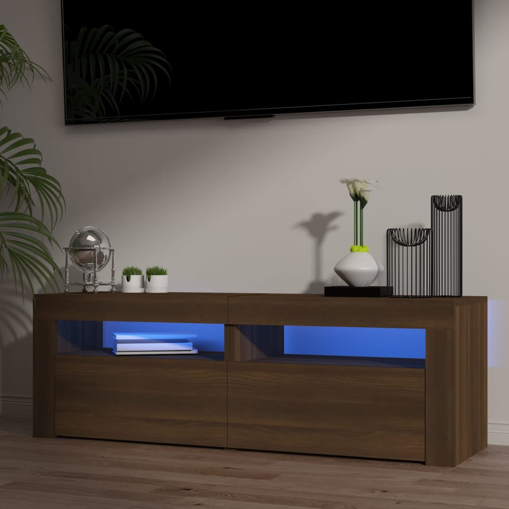 vidaXL TV Cabinet with LED Lights Brown Oak 120x35x40 cm