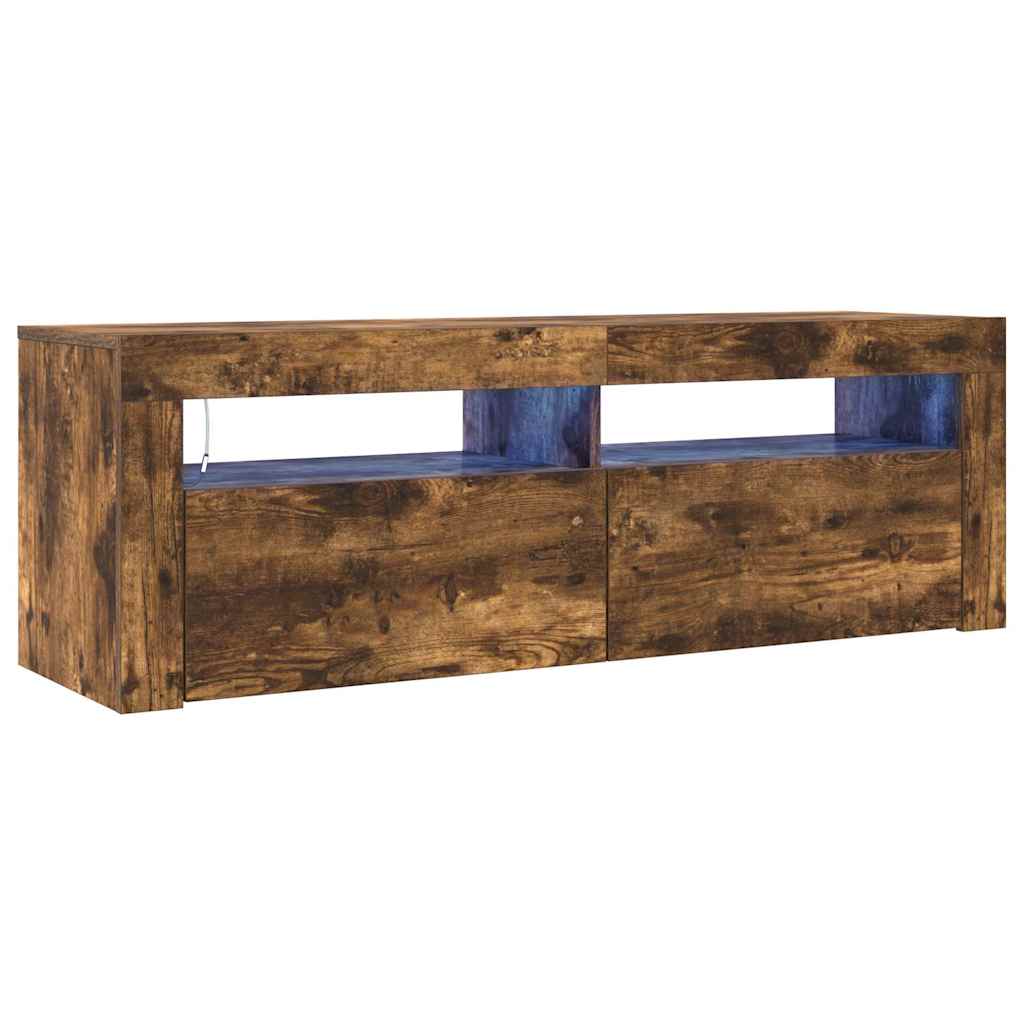 815687 vidaXL TV Cabinet with LED Lights Smoked Oak 120x35x40 cm