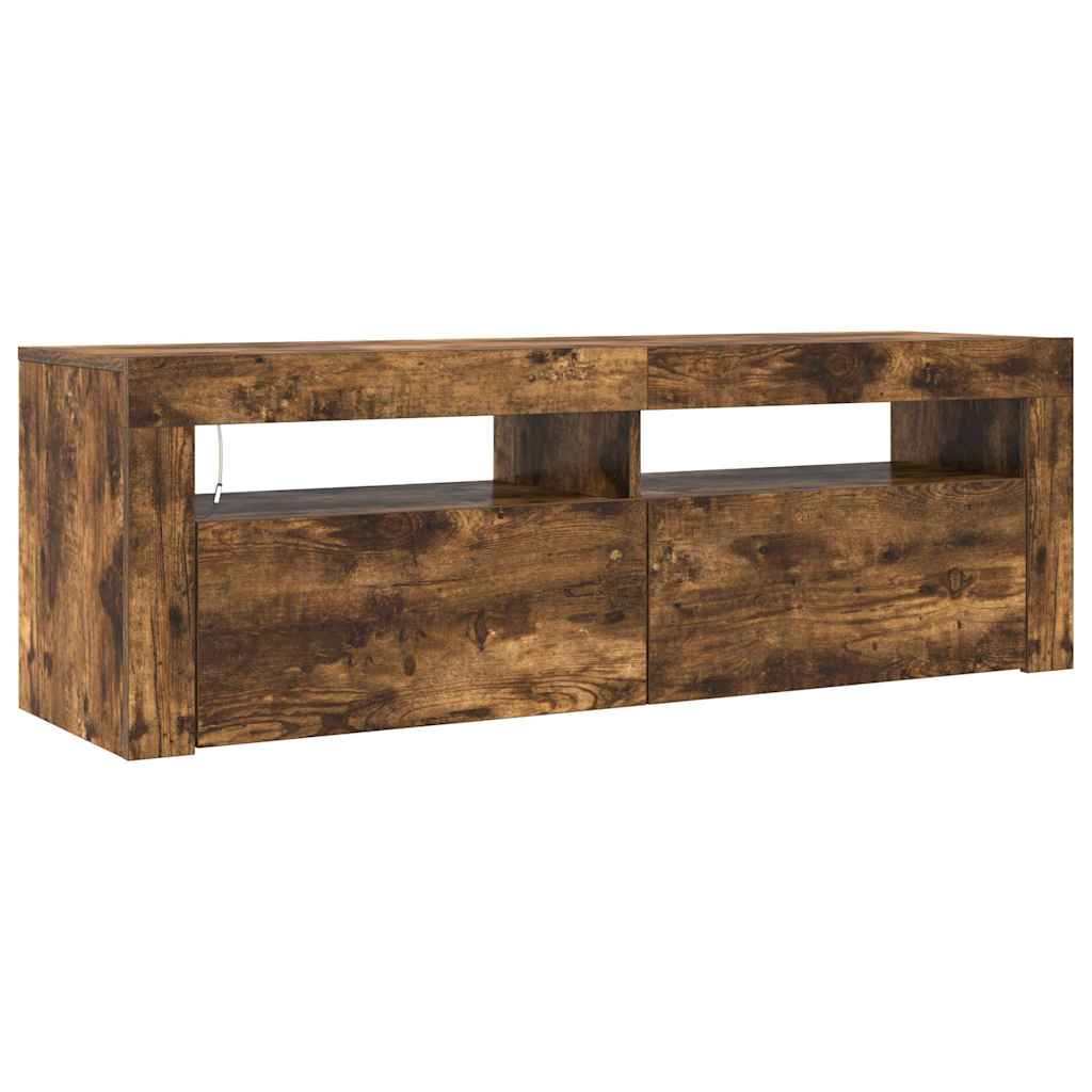 815687 vidaXL TV Cabinet with LED Lights Smoked Oak 120x35x40 cm