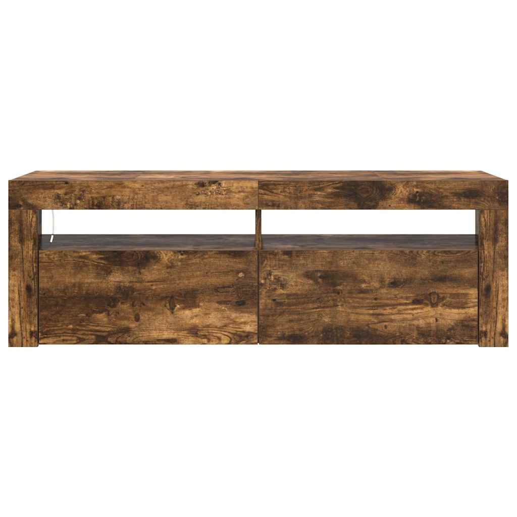 815687 vidaXL TV Cabinet with LED Lights Smoked Oak 120x35x40 cm