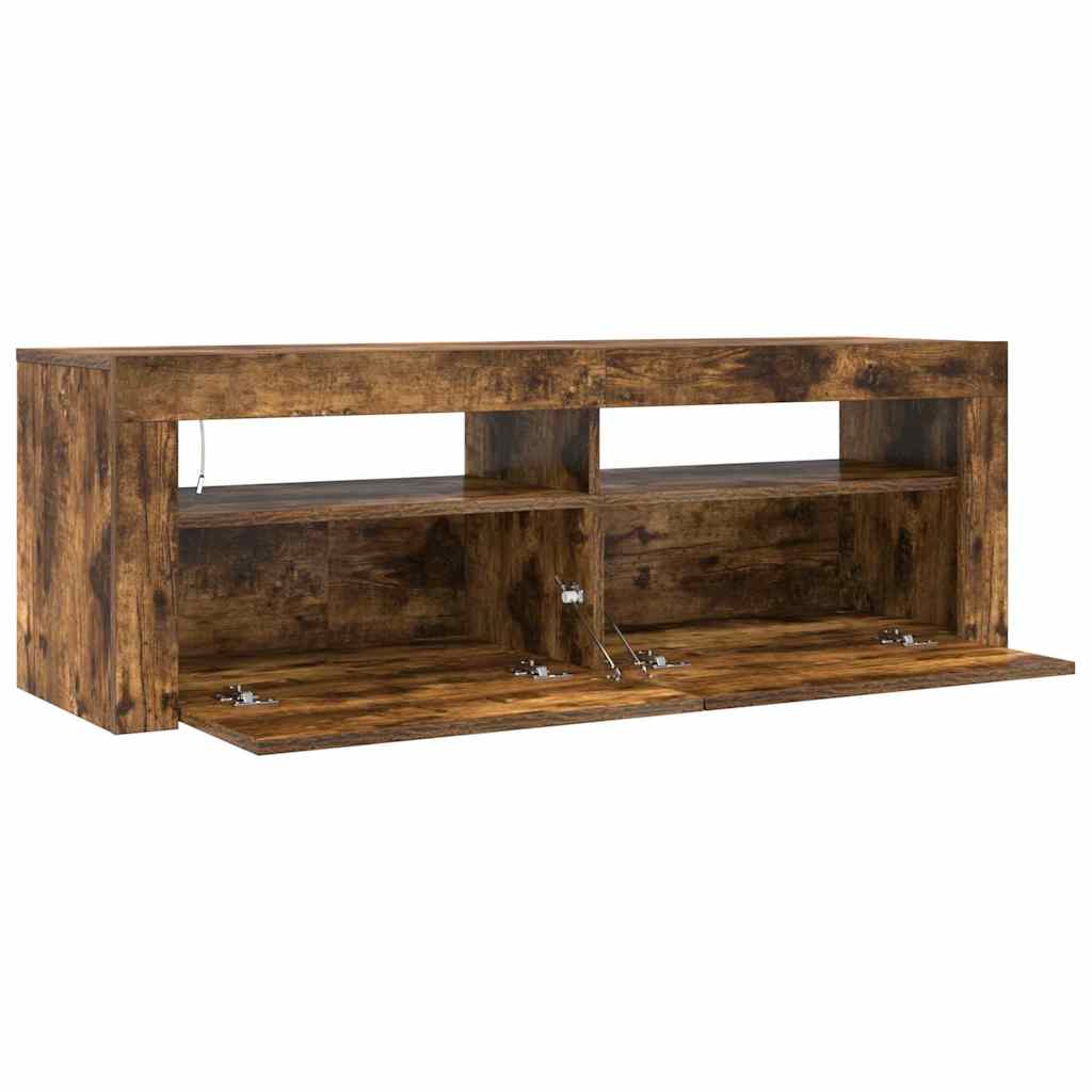 815687 vidaXL TV Cabinet with LED Lights Smoked Oak 120x35x40 cm